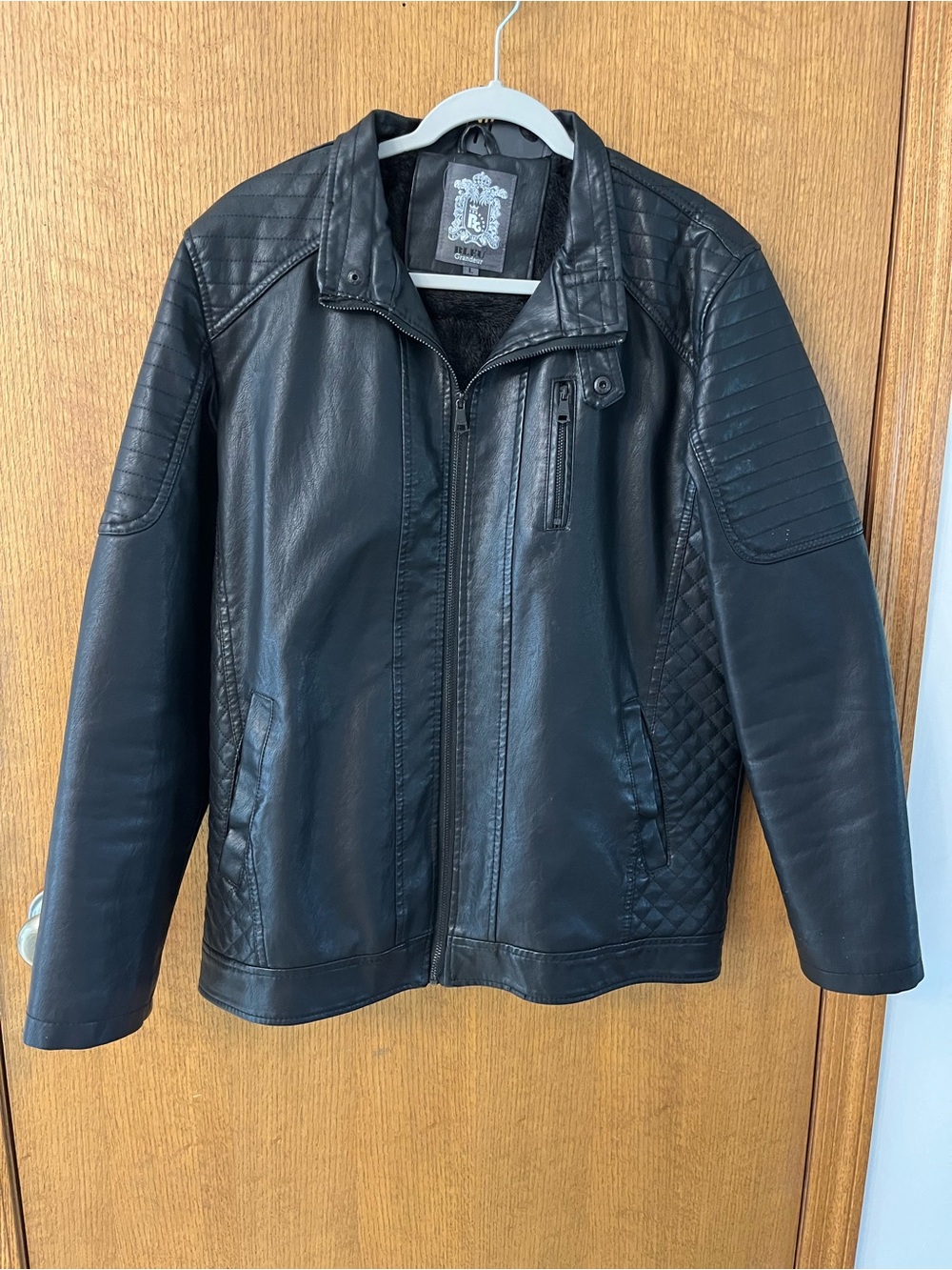Bleu Grandeur Black leather jacket size L